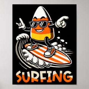 Poster Surf Candy Corn Drôle Halloween Design