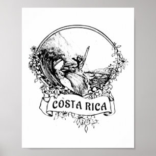 Poster Surf Costa Rica Pura Vida Vintage Retro Vacances