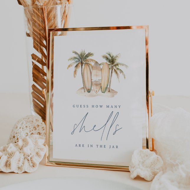 Poster Surf côtier Baby shower Shell Jeu de devis (Créateur téléchargé)