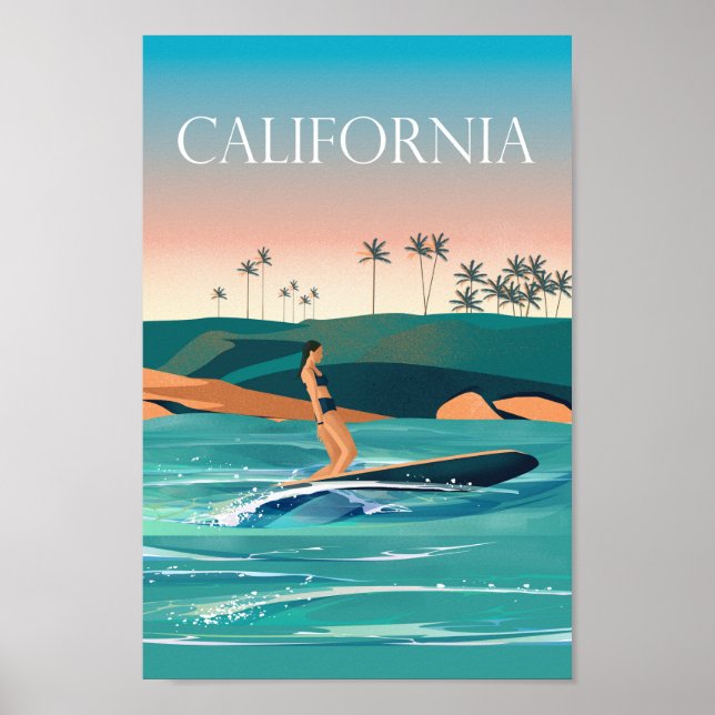 Poster Surf d'affiches de voyage en Californie (Devant)