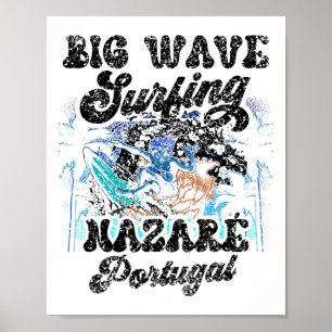 Poster Surf de grosses vagues Nazaré Portugal Surfeur Sur