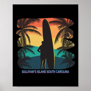 Poster Surf de palmiers de l'île de Sullivan en Caroline 