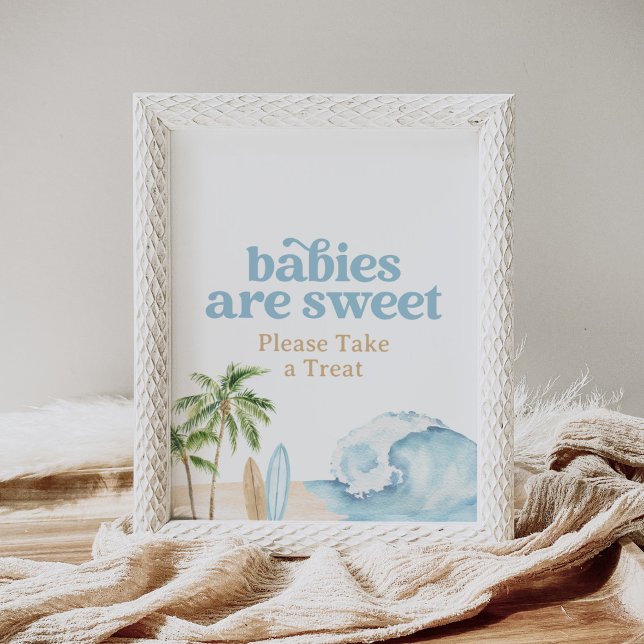 Poster Surf de plage Birthday Baby are Sweet Dessert Sign (Créateur téléchargé)