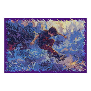 Poster Surf de skate - Skateboardeur
