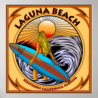 POSTER SURF LAGUNA BEACH CALIFORNIA