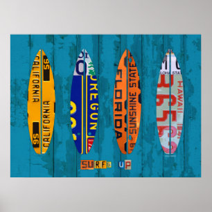 Poster Surf vers le haut d'art de plaque minéralogique