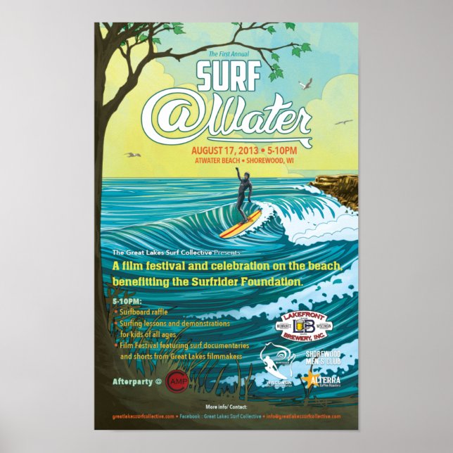 Poster surf @Water - 11" x 17" (Devant)