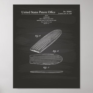 Poster Surfboard 1958 Patent Art Chalkboard