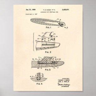 Poster Surfboard 1969 Patent Art Old Peper