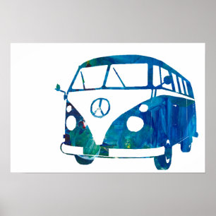 Poster Surfbus bleu
