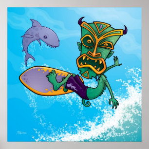 Poster Surfer de Tiki