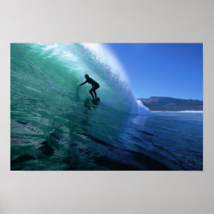 Poster Surfer sur le tube vert