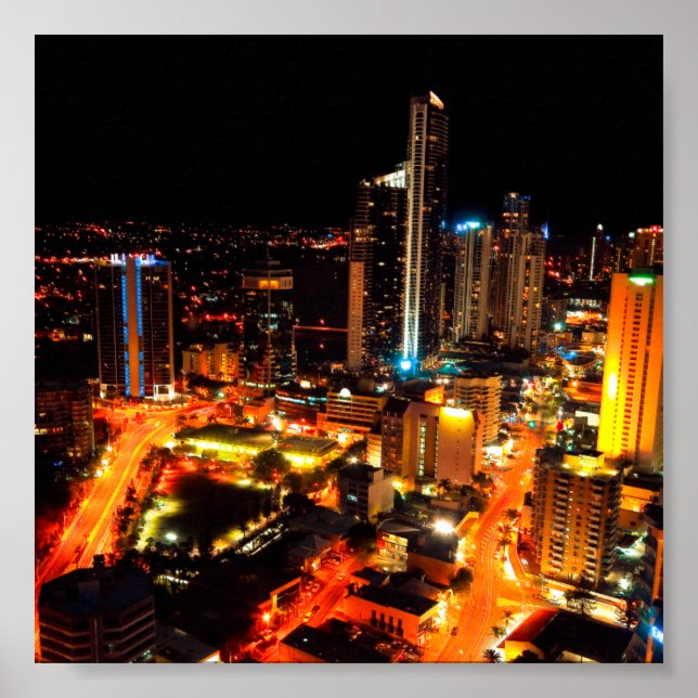 Poster Surfers Paradise Gold Coast Australia City Lights (Devant)