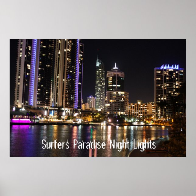 Poster Surfers Paradise Night Lights (Devant)