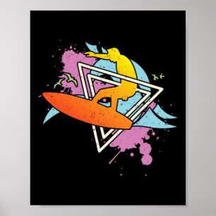 Poster Surfeur 80s 90s Vaporwave Planche de surf