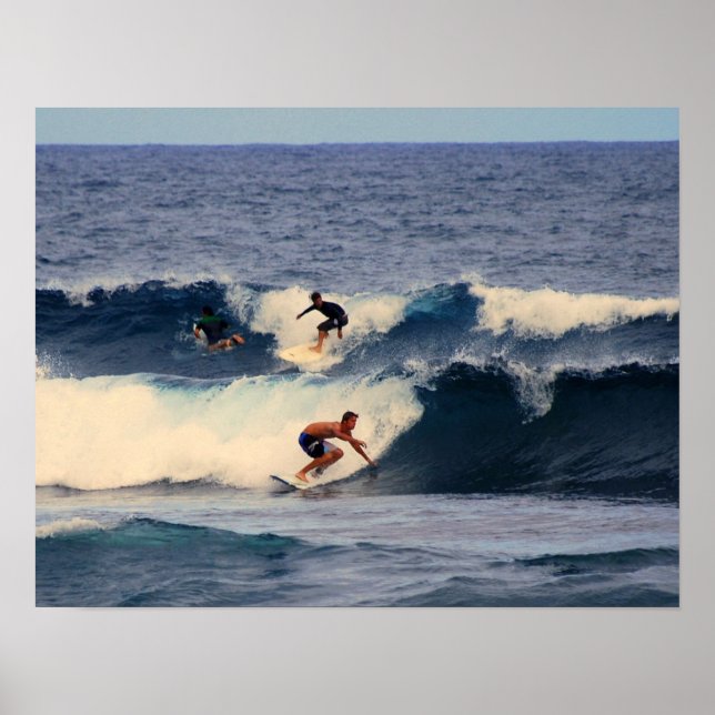 Poster Surfeurs hawaïens Imprimer (Devant)