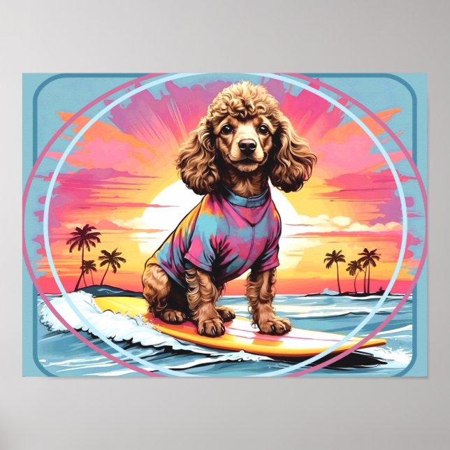 Poster Surfing Caniche (Devant)