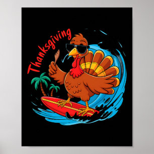 Poster Surfing sur les vagues de la plage de Thanksgiving