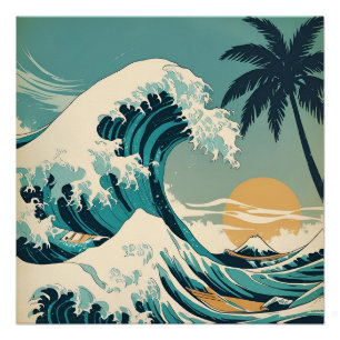 Poster Surf's Up Retro Wave Design Classic California