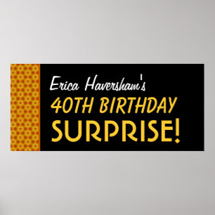Poster Surprise 40th Birthday or Any Year Gold Stars