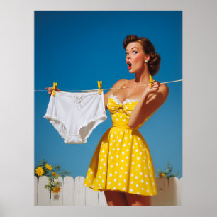 Poster Surprise de jour de lessive rétro enjoué