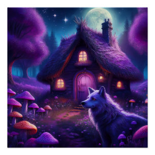 Poster Surreal Cabine Dans Les Bois