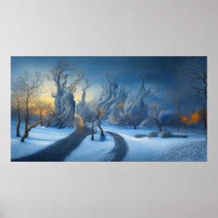 Poster Surreal Moderne hiver Abstrait neige des terres me