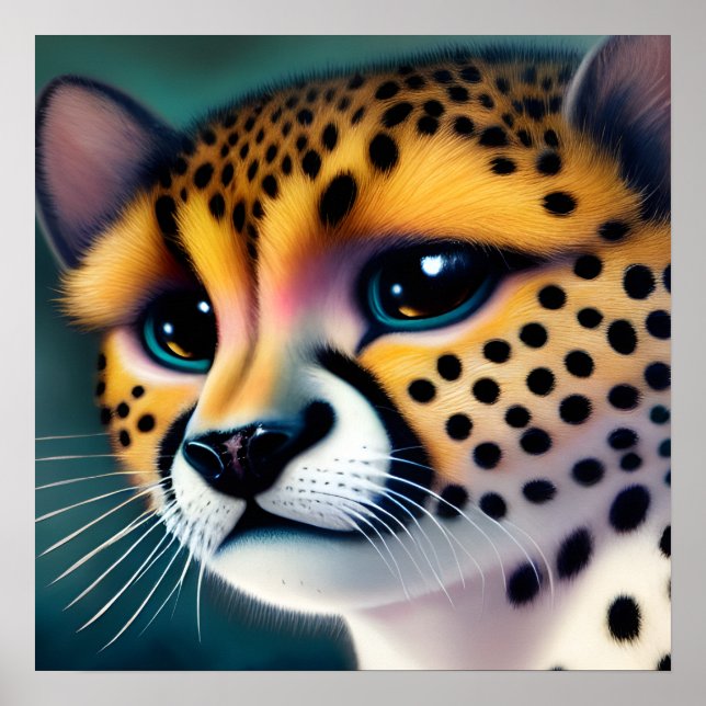 Poster Surreal Pop Sad Cheetah (Devant)