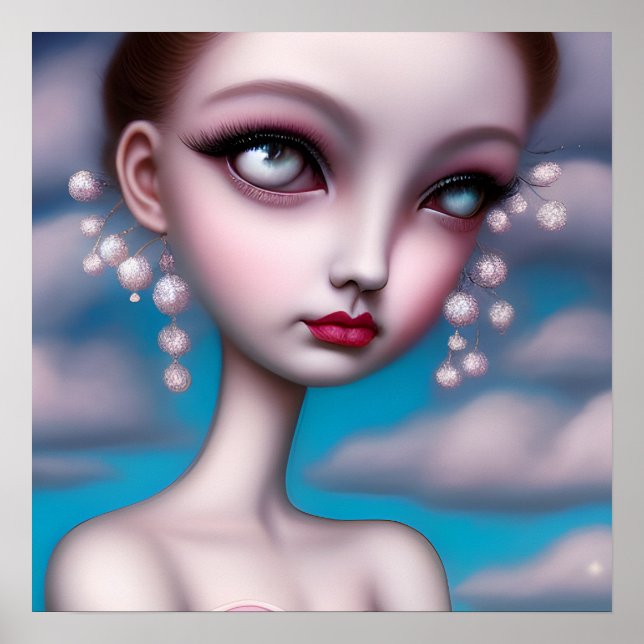 Poster Surréalisme de pop Long Cou fille (Devant)