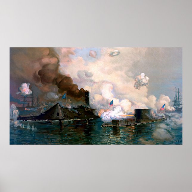 Poster Surveillez Merrimac La Première Lutte Entre Les Cl (Devant)