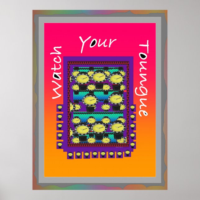 Poster Surveillez Votre Langue Violet (Devant)