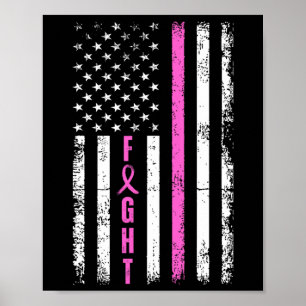 Poster Survivant du sein American Flag Cancer du sein Awa