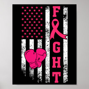 Poster Survivant du sein American Flag Cancer du sein Awa