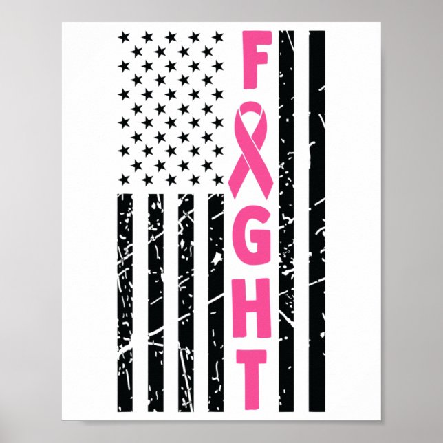 Poster Survivant du sein American Flag Cancer du sein Awa (Devant)