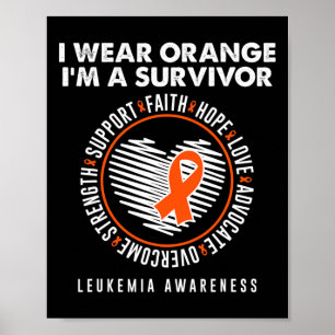 Poster Survivant Ruban Orange Leucémie Cancer du Sang