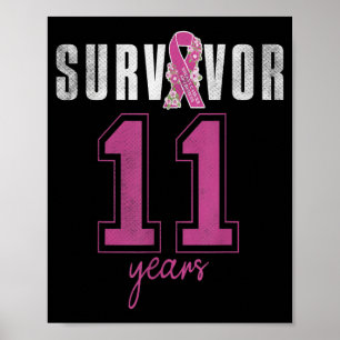Poster Survivante 11 ans Ruban d'octobre Cancer du sein