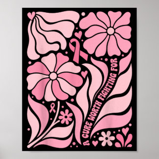 Poster Survivante du cancer du sein Boho floral Un remède