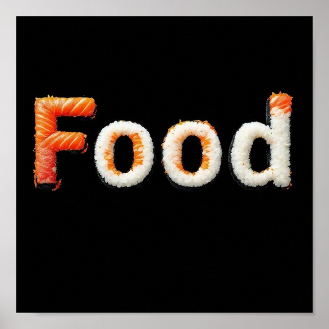 Poster Sushi Art - Cuisine japonaise Lettres Design (Devant)
