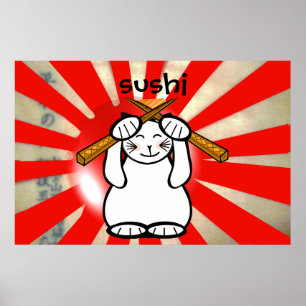 Poster Sushi Maneki Neko