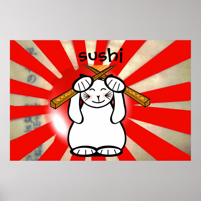 Poster Sushi Maneki Neko (Devant)