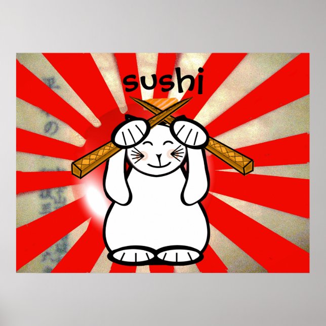 Poster Sushi Maneki Neko (Devant)