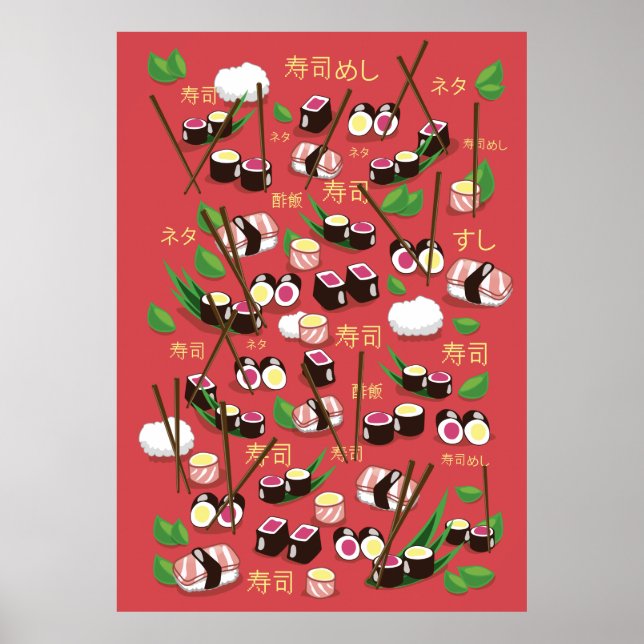 Poster Sushi Red (Devant)