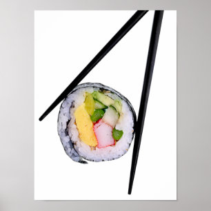 Poster Sushi Roll & Chopsticks - Customized Template