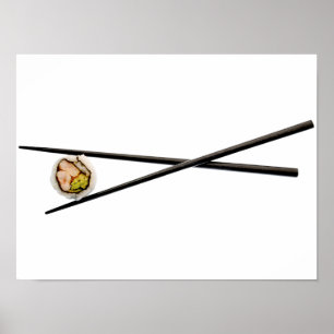 Poster Sushi Roll & Chopsticks - Modèle Customisé