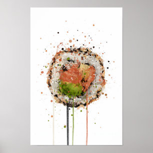Poster Sushi Uramaki Saumon