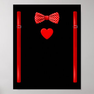 Poster Suspenders à nœud papillon cœurs rouges Costume de