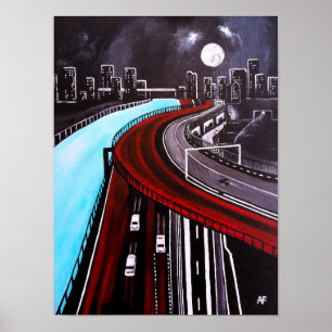 Poster Suspendu au-dessus de la peinture bleue par Alfred