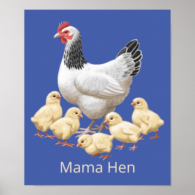 Poster Sussex Chicken Mama Hen et Chicks (Devant)