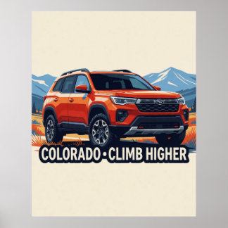 Poster 🏔️ SUV rouge aventure Colorado Montagne🚗