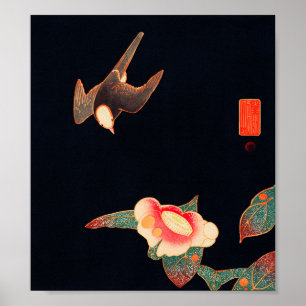 Poster Swallow and Camellia (1900) par Ito Jakuchu